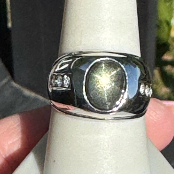925 Vintage Black Star Sapphire Ring - Picture 1 of 15